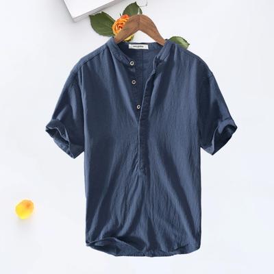 Classic Stand Collar Versatile Skin-touching Solid Color Thin Holiday Shirt Daily Garment Top