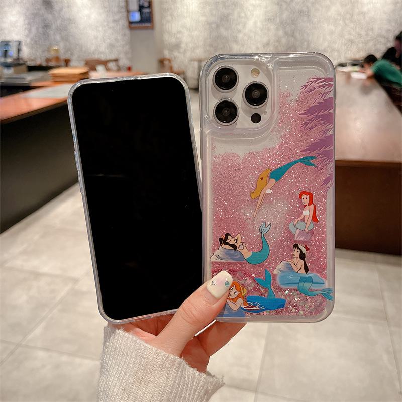 Mermaid Beads Pendant Silicone Case for Samsung S23pro and S22 Mobile Phones - A13 Female Quicksand Design, Tide 21 Anti-Fall Protection