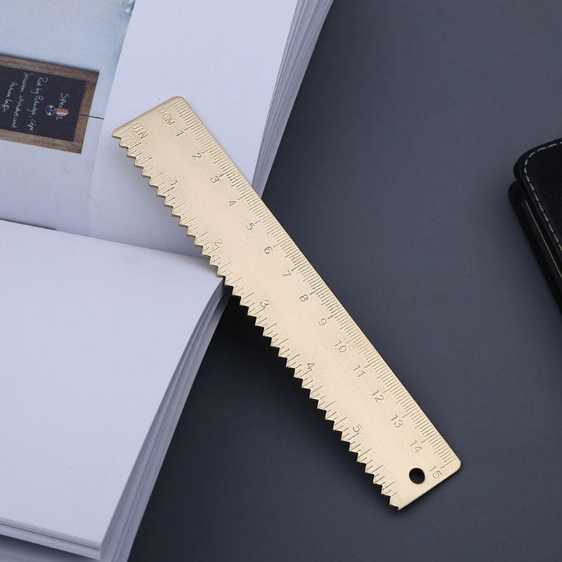 W89C 15cm Brass Straight Ruler Cartography Painting Measuring Student