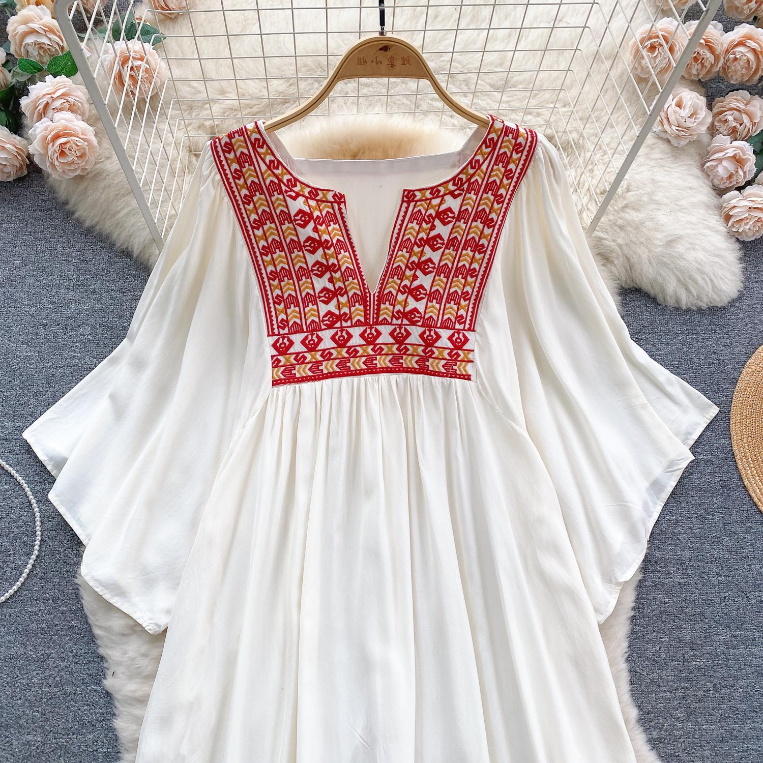 Женские платья Новое поступление V-образный вырез вышитый воланами край длинный — фото 7