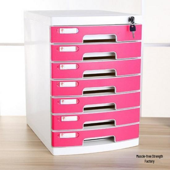 4-Drawer Lockable Plastic Office File Cabinet, Thickened Storage Box