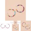 Fashionable C-shaped Rainbow Acetate Earrings Colorful Alloy Hoop Jewelry