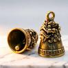 Brass Retro Pixiu Bell Pendant with Three Lions & Six-Character Mantra
