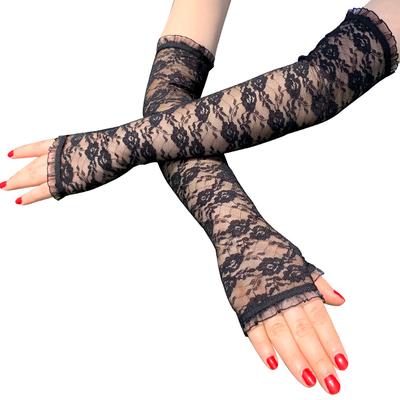 Long Half-finger Lace Gloves Women's Summer Sunblock Sleeve Driving and Riding UV Protection Sunblock Leak Finger Gloves
