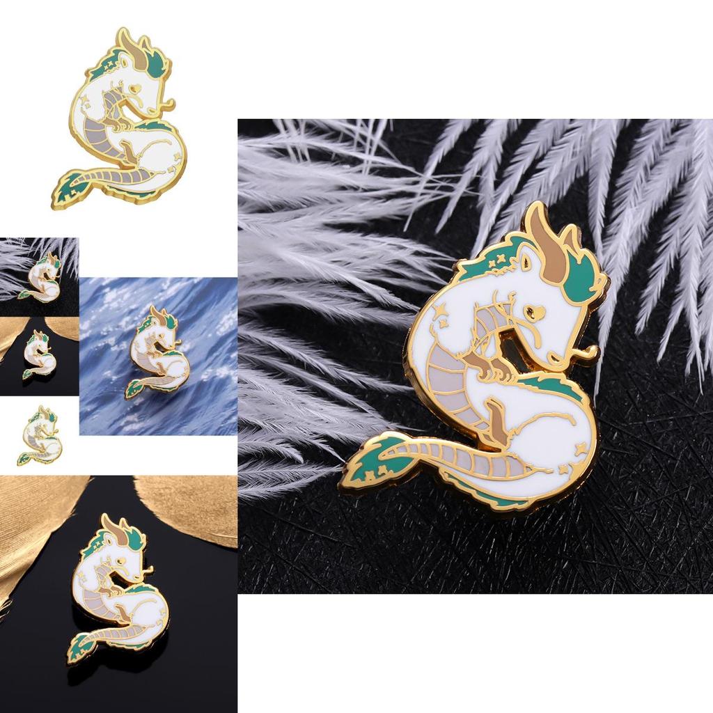 Adorable Cartoon White Dragon Enamel Pin Creative Anime Badge Unique Metal Accessory