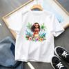 Disney Moana 2 Kinder Kurzarm T-Shirt Mädchen Sommer Freizeit Oberteile Anime Cartoon Mode Pullover Locker Sitzende Kinderkleidung