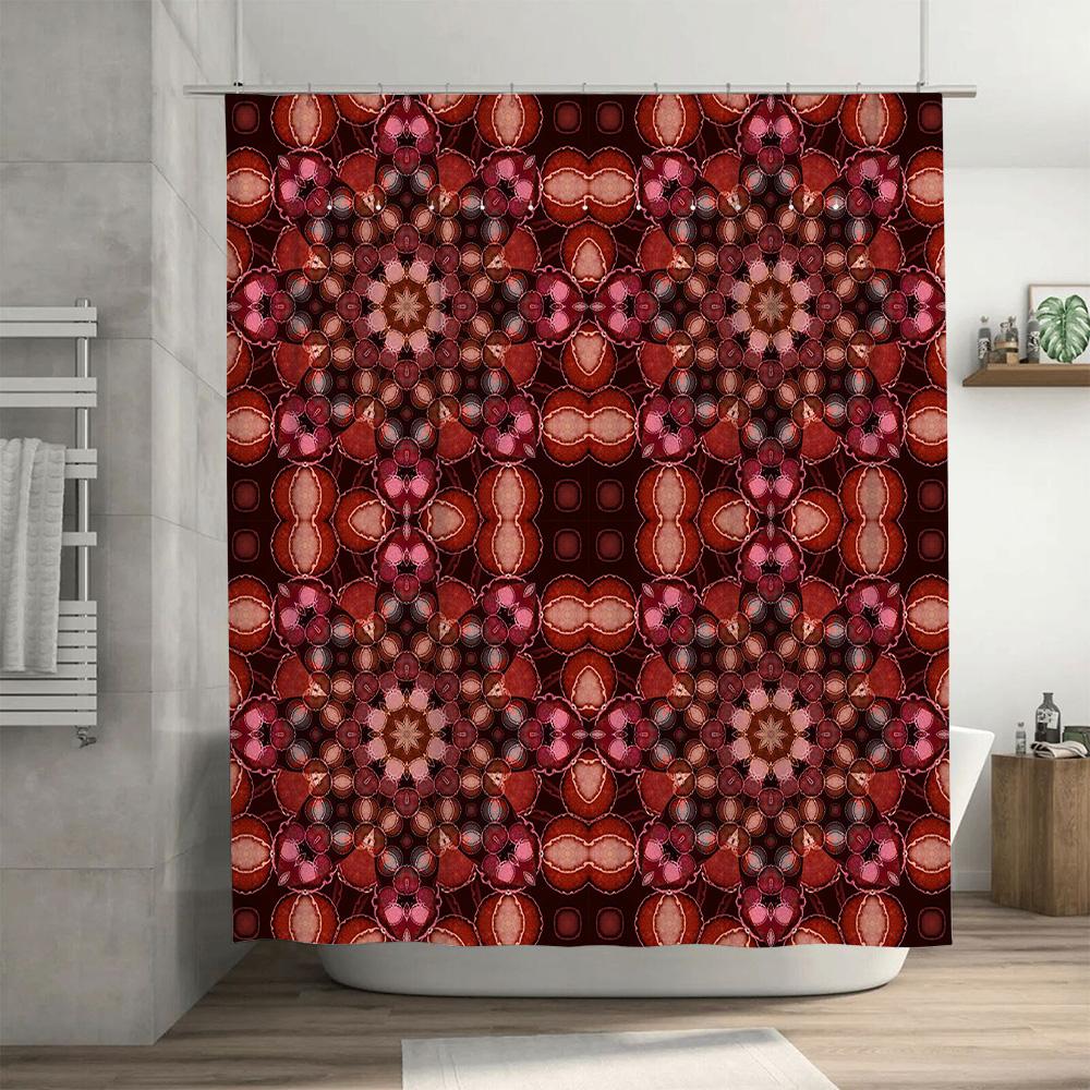 Modern Bathroom DecorStylish Red Blue Geometric Shower Curtain with White Accents Perfect for Creating a Luxurious Spa-like Expe