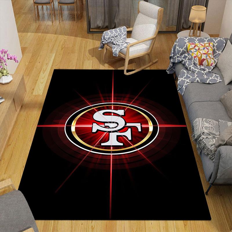 San Francisco 49ers Flanellmuster Quadratischer Teppich, Läufer, Teppich für Wohnzimmer Schlafzimmer Sofa Spielzimmer Dekor, Rutschfeste Fußmatte
