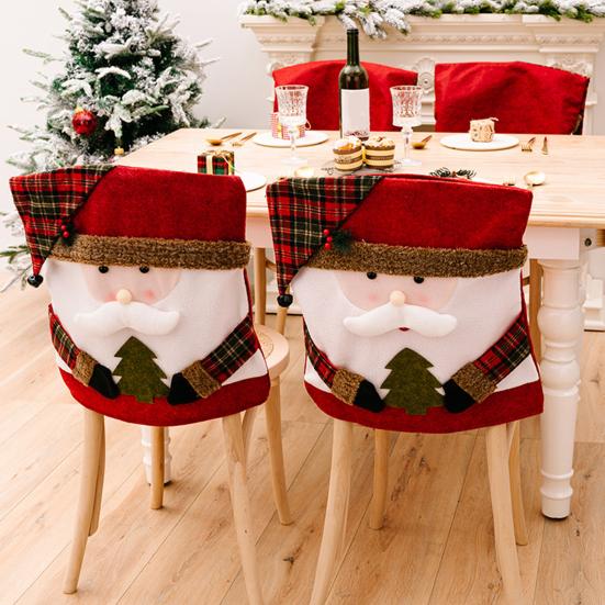 Capa de Cadeira de Natal Boneco de Neve Papai Noel Forma de Rena Capa de Encosto com Tema de Natal Decoração de Assento de Restaurante