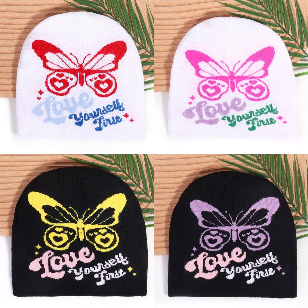 Knitted Butterfly Design Cap Fashionable Cold Weather Hat Gift Accessories