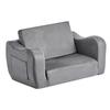 2-in-1 Kids Sofa, Foldable Toddler Soft Couch with Armrests, Made of 28D Sponge & Short Pile, Convertible Toddler Chair To Lounger, Kid Couch Fold Out