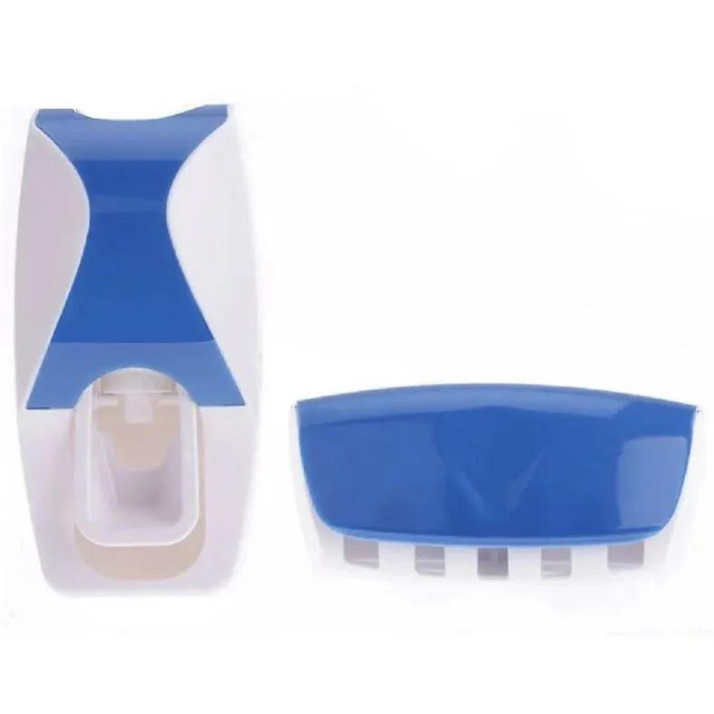 A Set Wall Mount Automatic Toothpaste Dispenser & Toothbrush Holder Set, Dust-proof Bathroom Accessories Squeezer