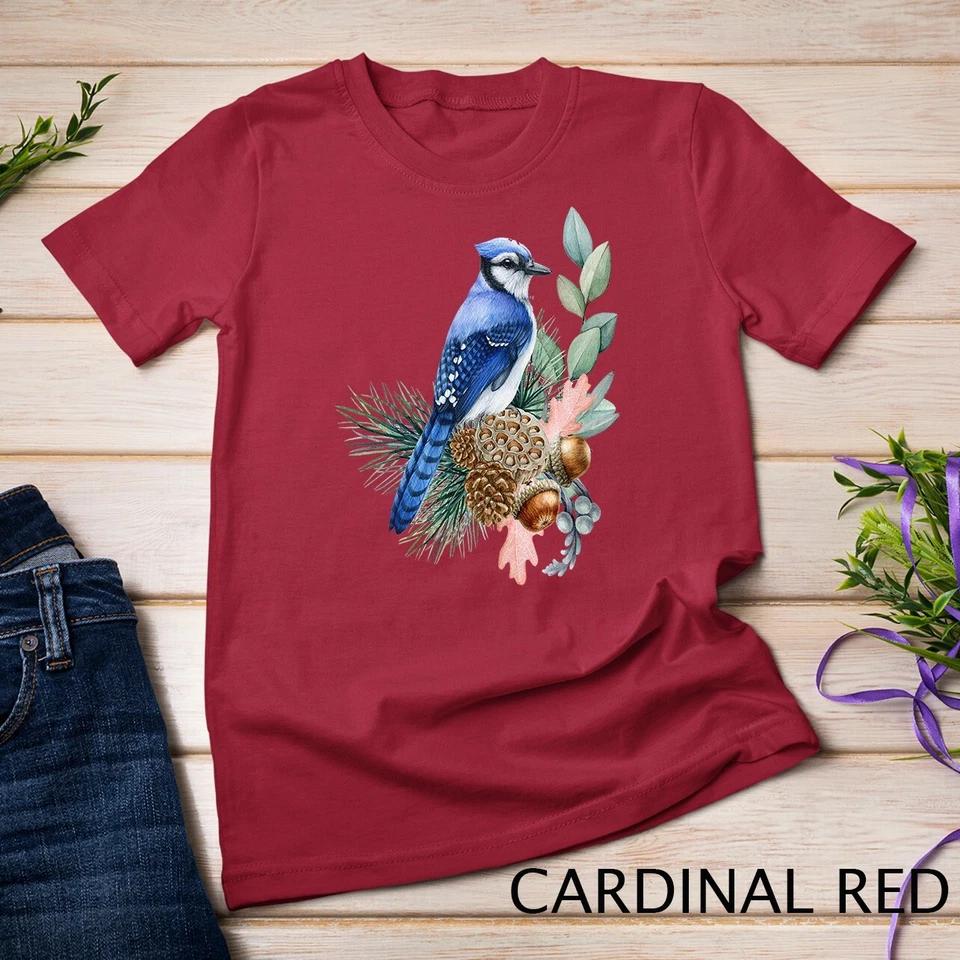 Blue Jay Bird Funny Cute Birds Animal Lover Graphic Unisex T-shirt 4 S