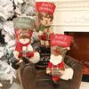Linen Cloth Christmas Stockings With Santa Claus Snowman Reindeer Pattern For Christmas Decorations
