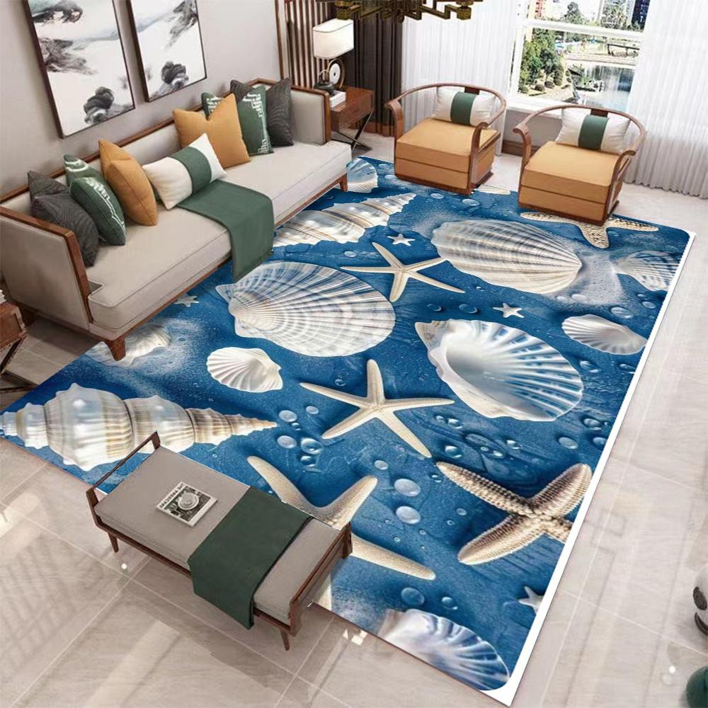 Ocean Beach Scallop Starfish Kitchen Mat Home Decor Carpet for Living Room Bedroom Bedside Foot Non-slip Bathroom Doormat Carpet