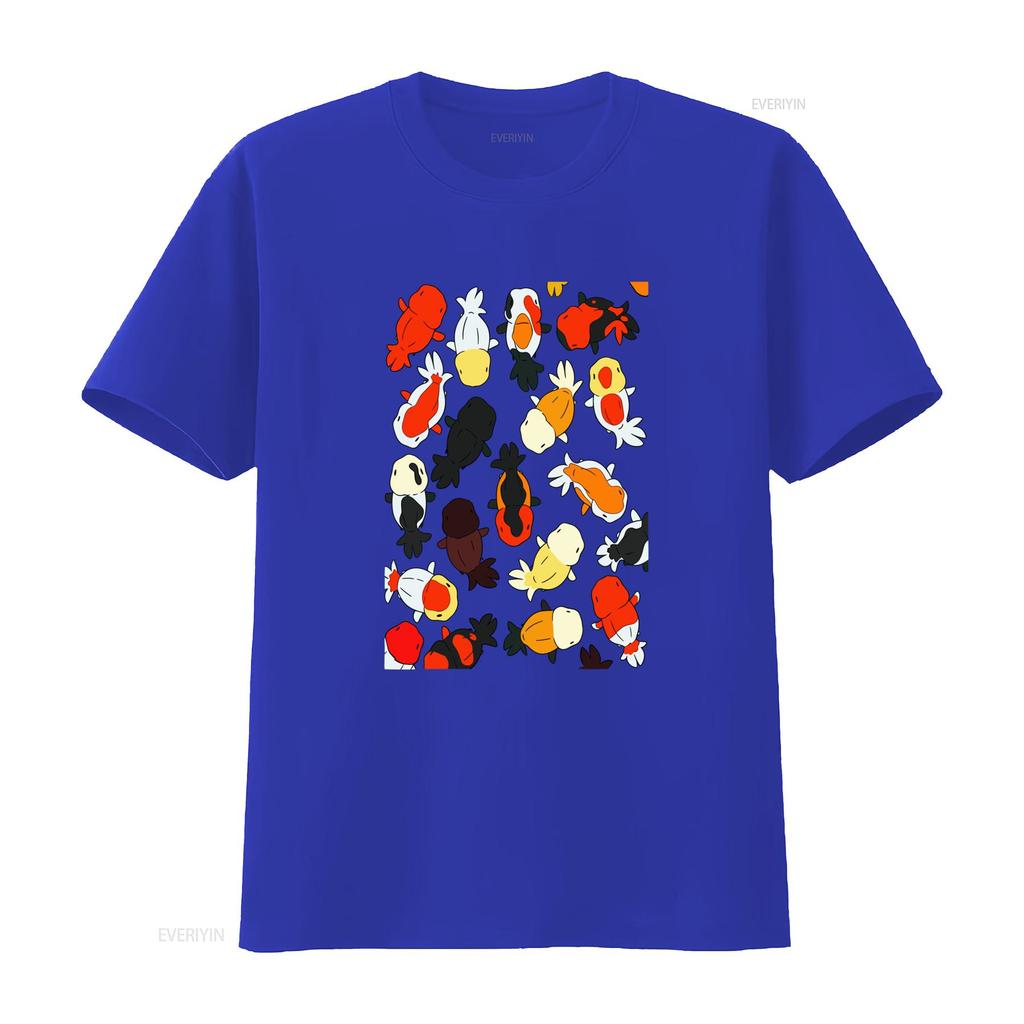 Japanese Ranchu Goldfish T Shirt Colorful Koi Fish Print For All Sizes Vintage Washed Versatile Slightly Fashion Stretched