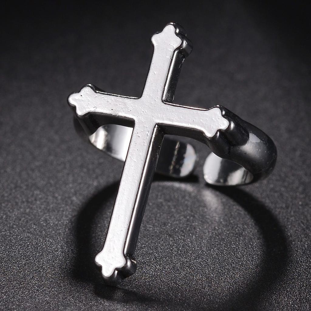 1 STuks Punk Vintage Zwart Grote Open Kruis Ring Voor Vrouwen Feest Sieraden Mannen Trendy Gotisch Goud Zilver Kleur Vinger Ringen Anillo