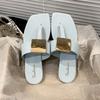 Flat-bottomed metal square buckle toe slippers 2025 summer wear with skirts, beautiful and cool slippers