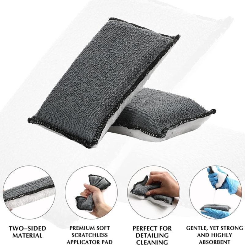 4Pcs Car Scrubber Detailing Pads Suitable for Upholstery Leather Interior Cleaning with High Absorbency and Gentle Touch