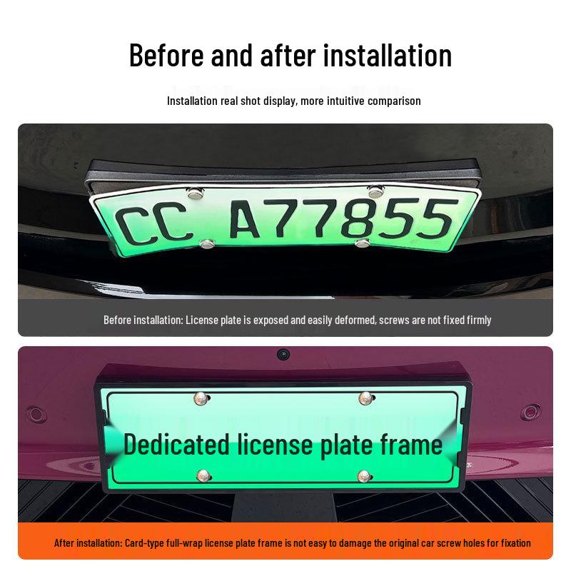 2026 Jihu S3 Green ABS Full Edge License Plate Frame - New Energy Upgrade