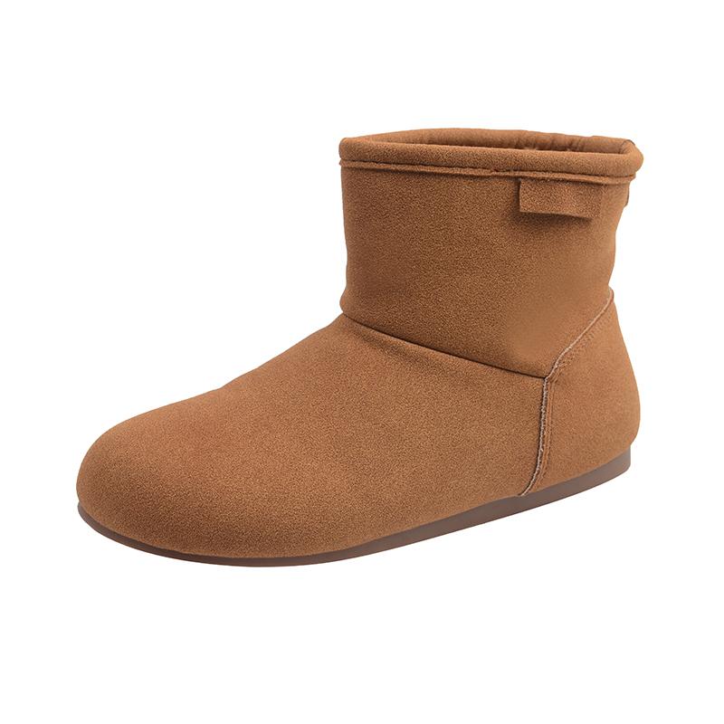 

Модные плоские хлопковые ботинки Зимние новые с круглым носком, замшевым голенищем, мягкой подошвой, противоскользящие, износостойкие короткие ботинки 40