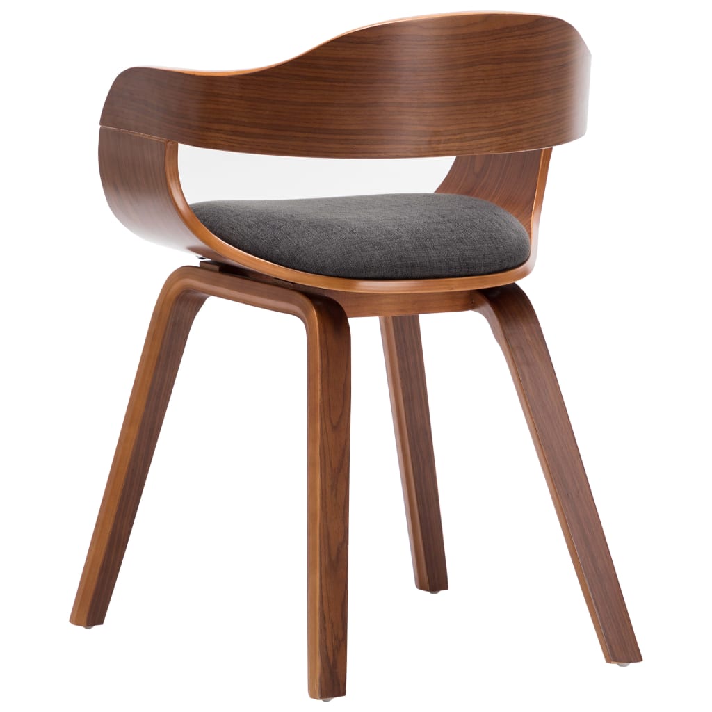Dining Chairs Set of 6 Dark Grey Fabric and Bentwood Frame