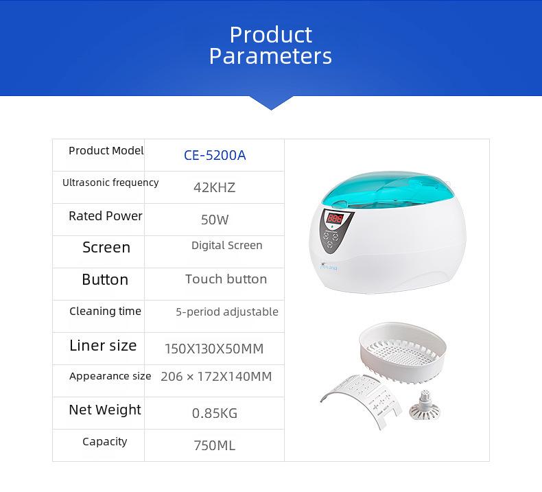 Jiekang CE-5200A Ultrasonic Cleaner for Jewelry and Glasses