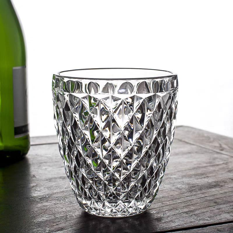 320ml Diamond Household Thickened Water Cup Hotel Wine Glass Juice Glass Beer Glass Glass Cup Camping Equipment Glass Cup Gift