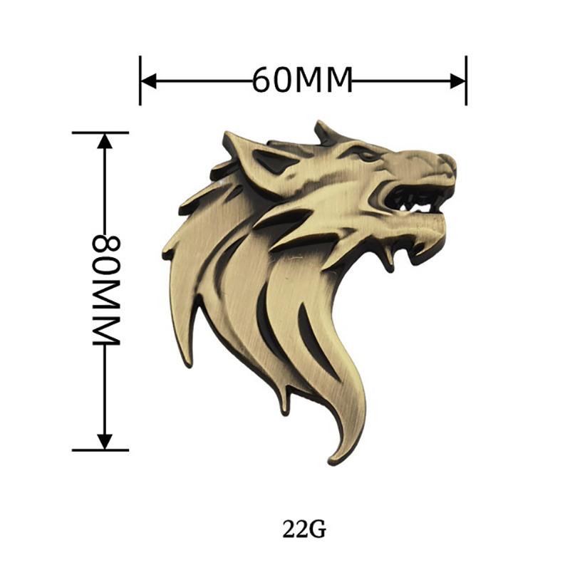2pcs Wolf Totem Badge Car Personality Wolf Head Metal Car Sticker Modified Car Logo Wolf Head Sticker Metal Wolf Logo