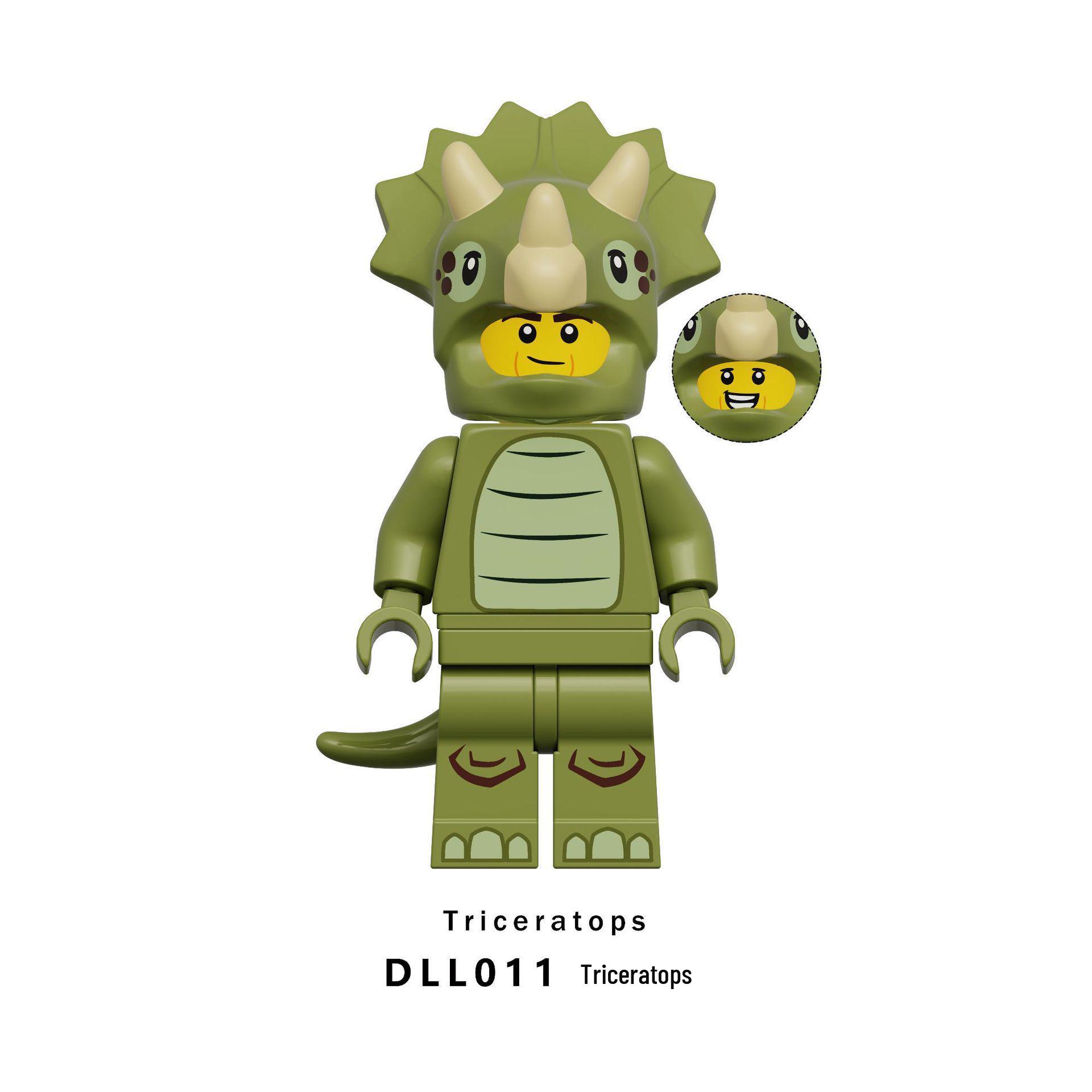 Dinosaur Building Blocks Figure Toy Set: Tyrannosaurus & Triceratops