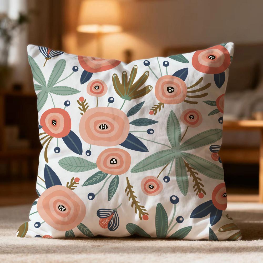 Hot Floral Cushion Cover Soft Washable Pillow Case Multi-Scene for Couch Bed Travel Office Use