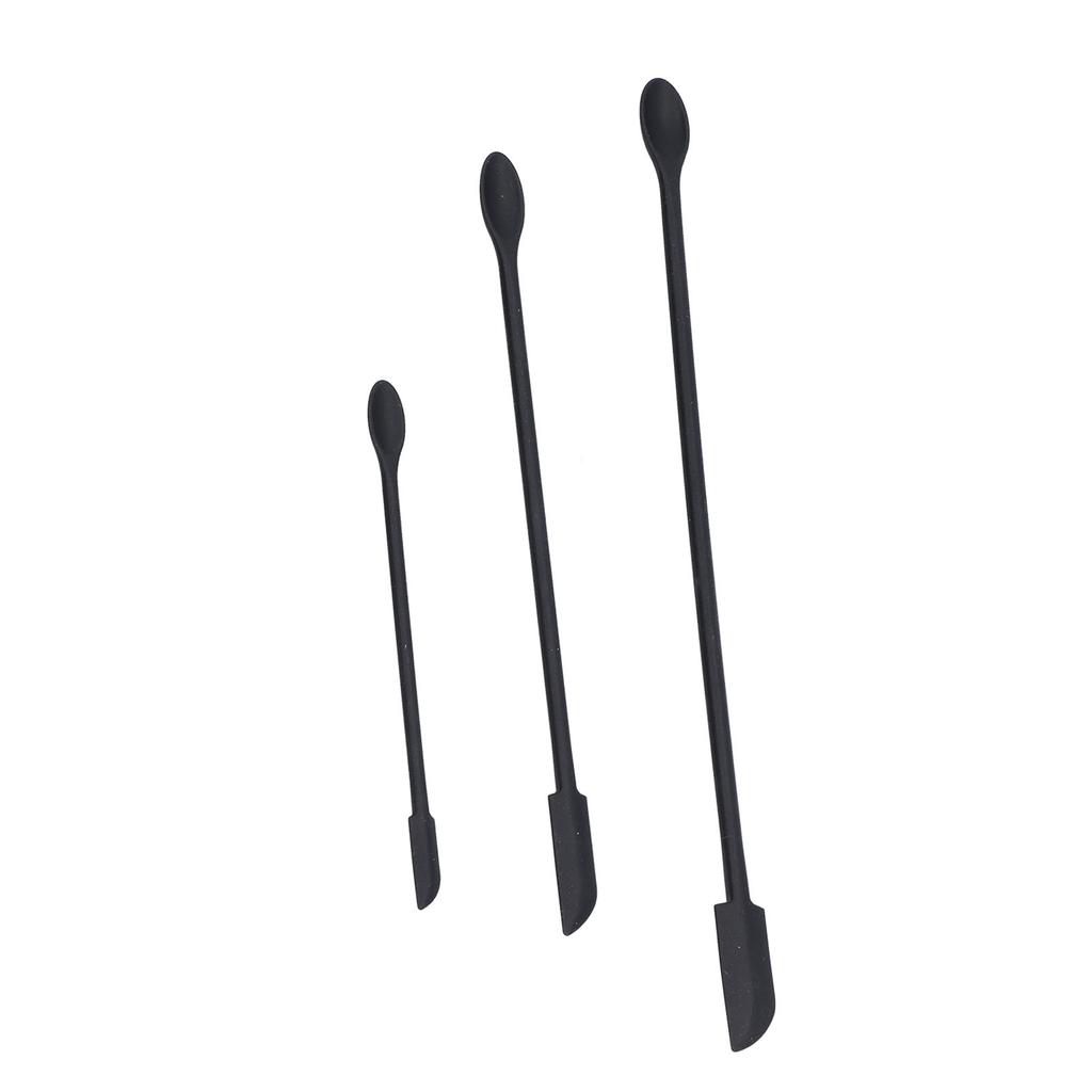 3pcs Spatula Food Grade Silicone Double Head Fruit Jam Cream Makeup Spatula for KitchenBlack