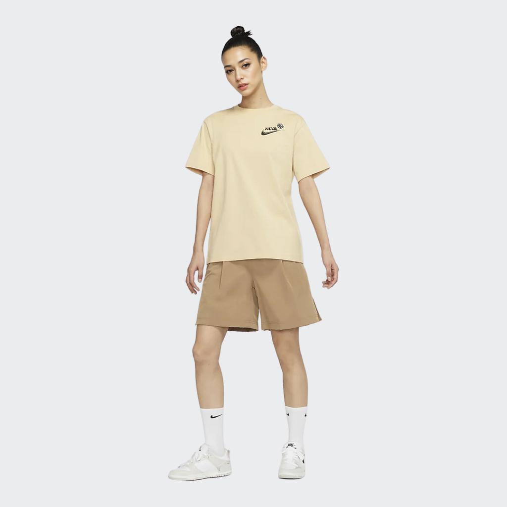 Nike Alphabet Logo Print Casual Sport Round Neck Pullover Short Sleeve T-Shirt Women Tops Khaki DR9003-252