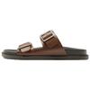 Slip-On Open-Toe Double-Strap Decorative Anti-Rubbing Slide Sandals Men Footwear Dark-Brown Yellow 2700520709