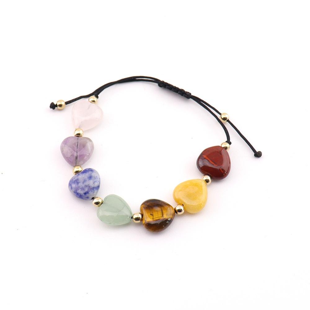 Natural Crystal Necklace Colorful Love Crystal Hand-Woven Necklace Bracelet Peach Heart Pendant N739
