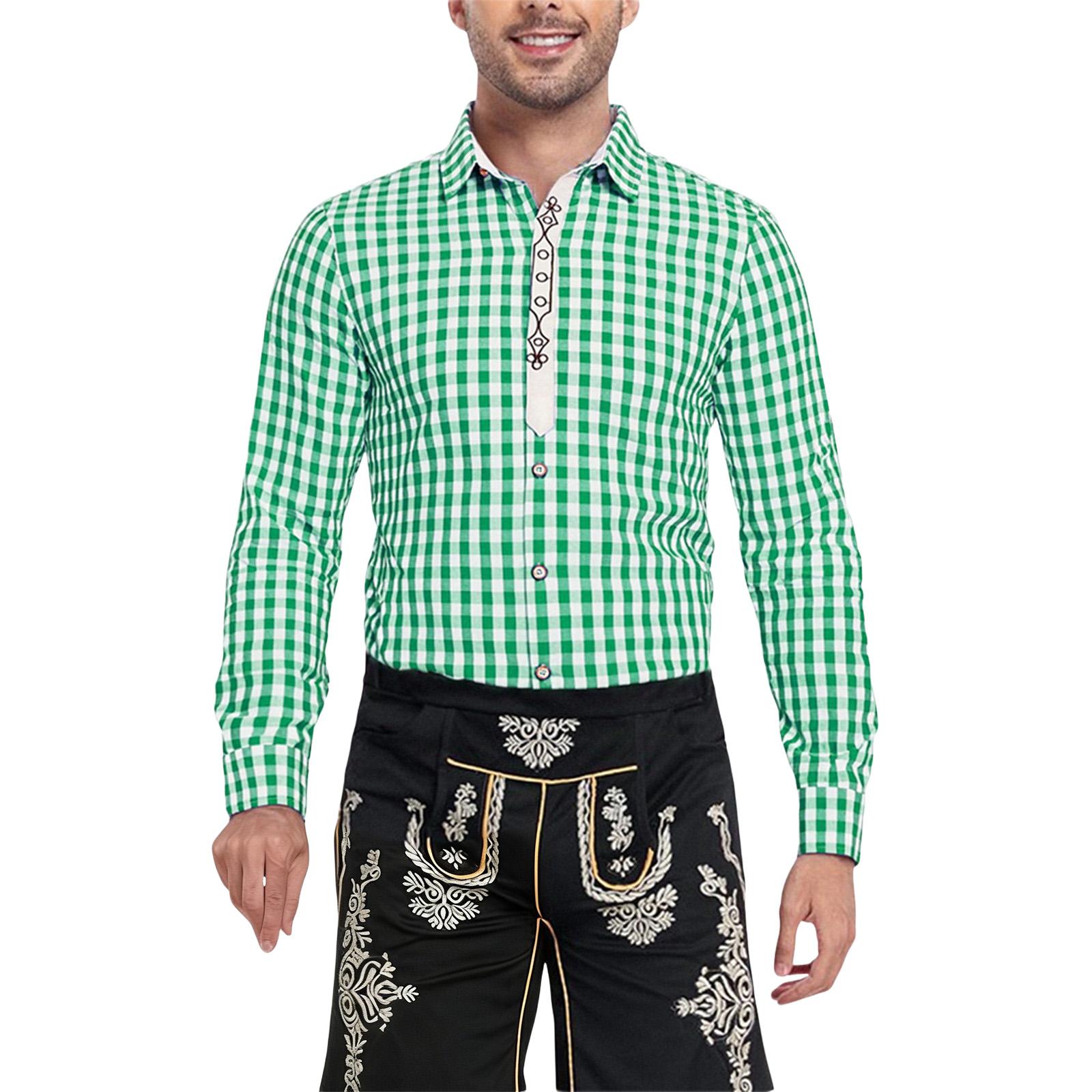 

Men s Plaid Casual Loose Button-Down Collar Long-Sleeved Shirt XXXL зелений