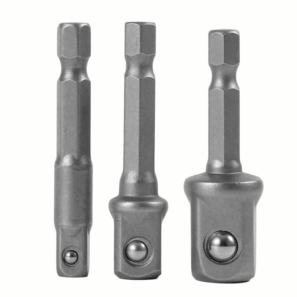3pcs Drill Bit Adapter Socket Adapter Impact Set 1/4 Inch 3/8 Inch 1/2 Inch Square Drive  for Drills Screwdrivers Bit Holders