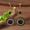 Retro Rhinestone Court-Style Circle Earrings