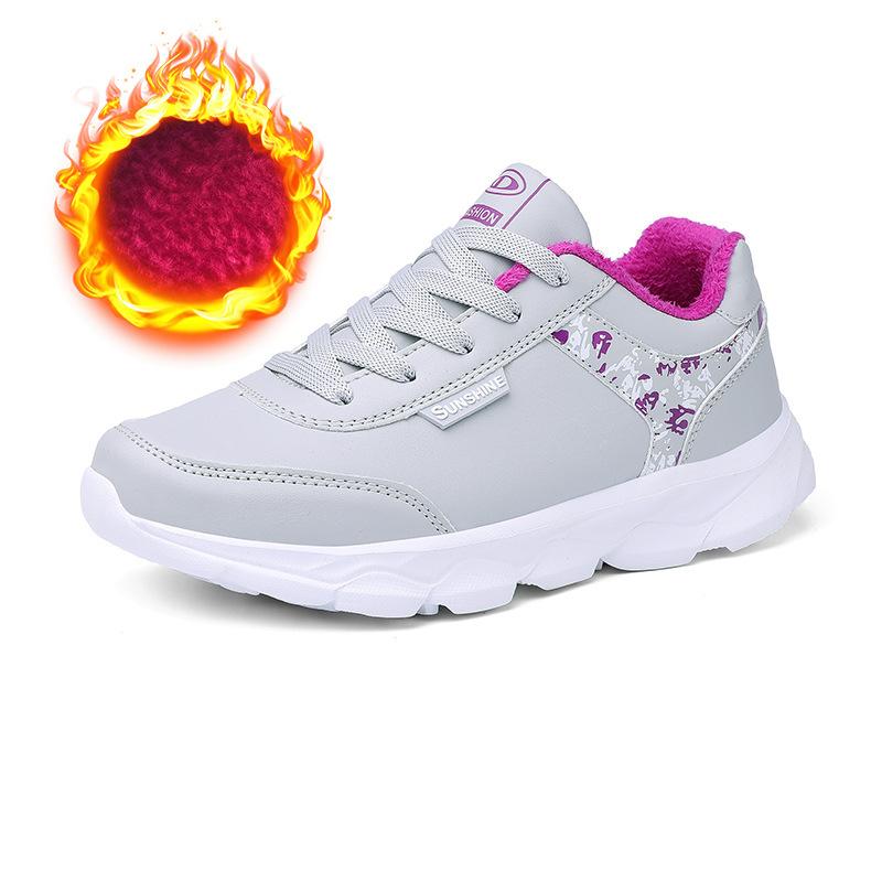 Leather waterproof sneakers lightweight soft-soled casual running shoes student women's shoes