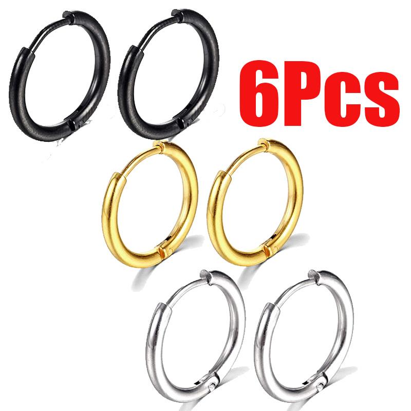 

3/50/100pairs Stainless Steel Small Hoop Earrings for Women Men Gold Color Black Circle Thick Ear Ring Huggie Earrings Piercing 4.0x10mm