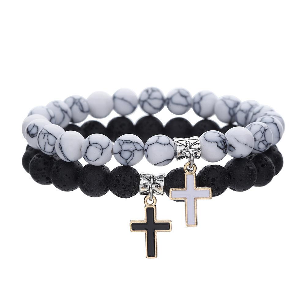 

JYL TS Bracelet Natural Stone Couple Energy Balance & Mutual Attraction T245-Set средний тосканской красный