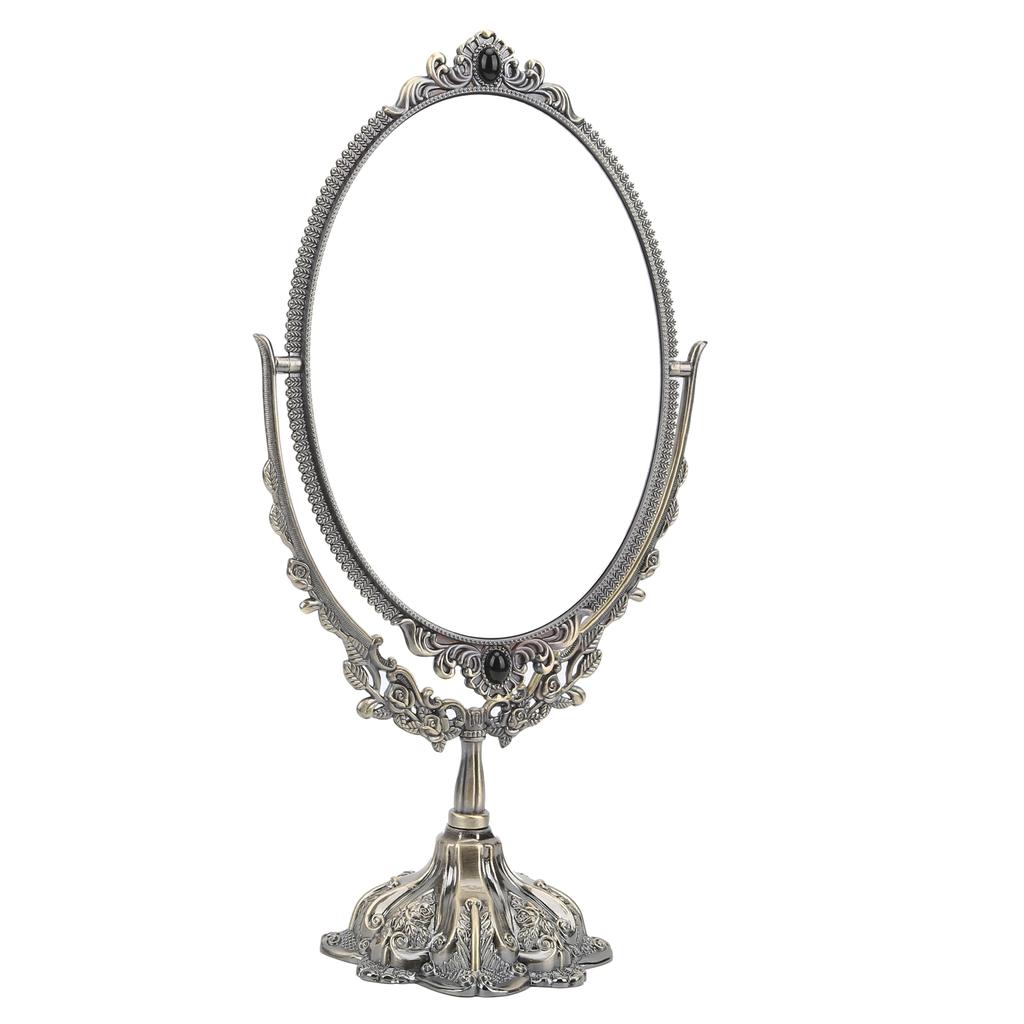 MakeUp Mirror EuropeanStyle Metal Retro DoubleSided Mirror for Bathroom Bedroom Dressing(Bronze Small )