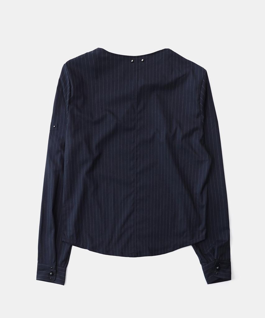 BADBLOOD Viper Logo Boat Neck Long Sleeve - Navy/Stripe
