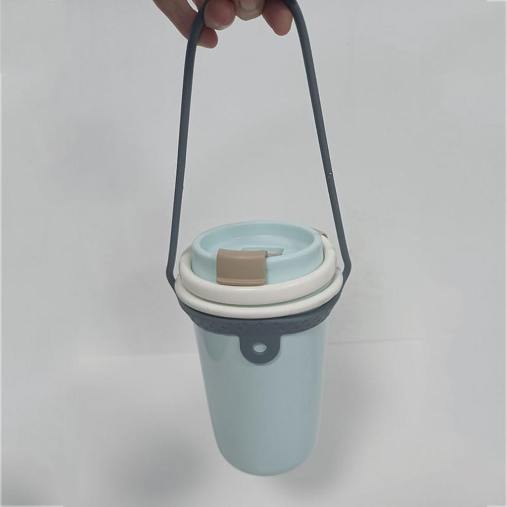Silikon-Becherhülle, tragbarer Becherhalter, Silikon-Wasserflaschengriff, tragbarer, auslaufsicherer Becher, Seilteil, Silikontextur