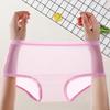 Sexy Transparent Panties for Women Plus Size See Through Mesh Sheer Underwear Seamless Mid Rise Thin Briefs