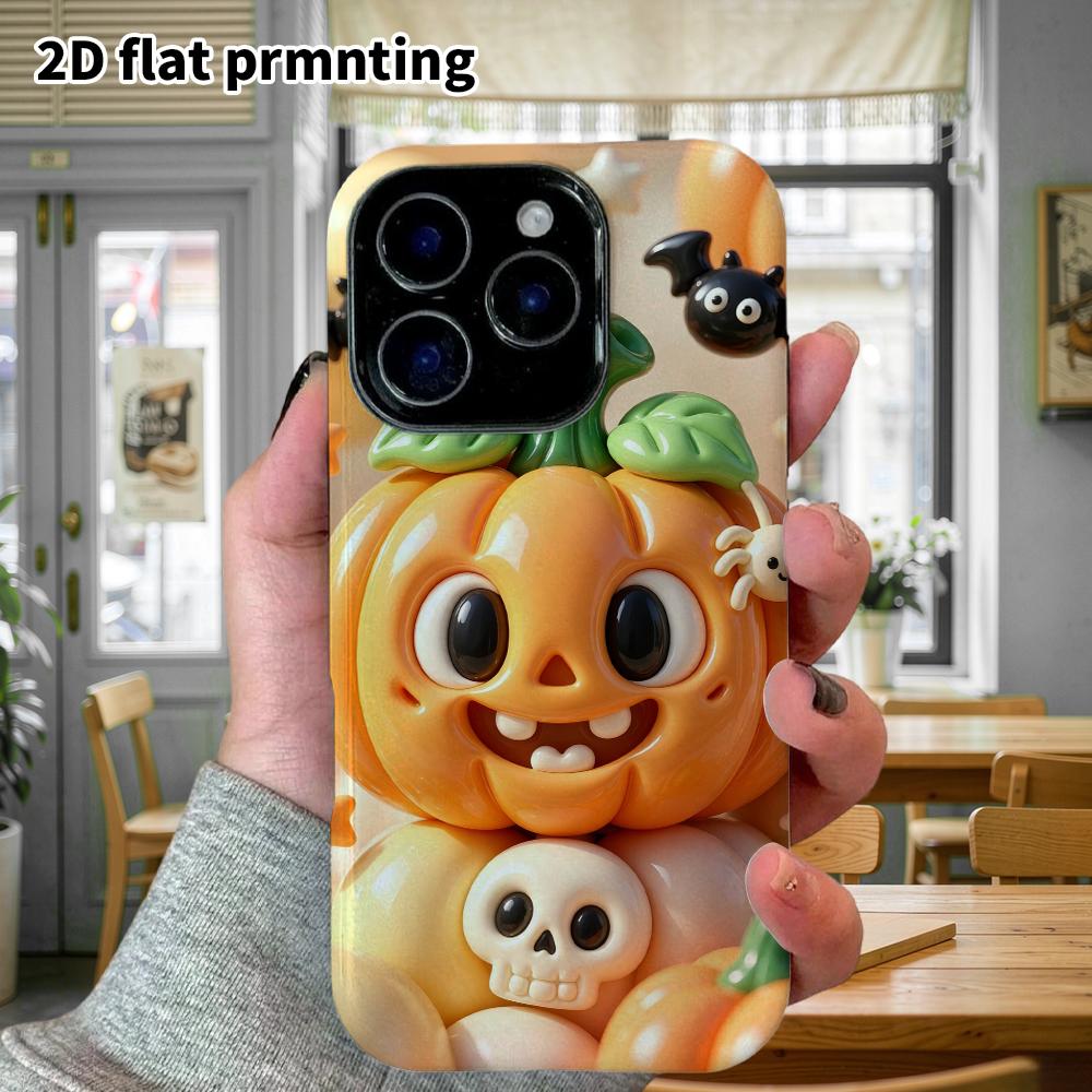Phone Case: 2D flat design suitable for iPhone 18 17 16 15 14 13 Pro protective case, Halloween pumpkin, Christmas and Halloween perfect holiday gift