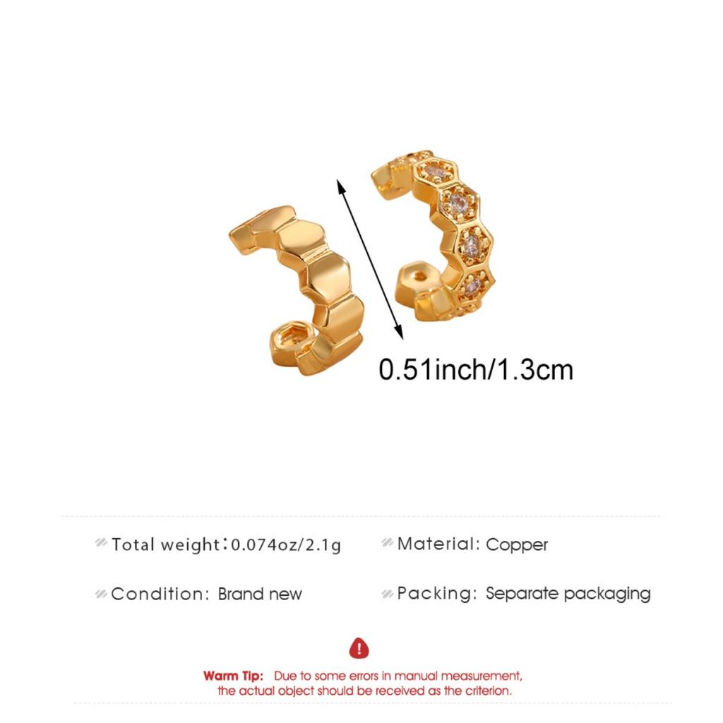 Honeycomb Design Ear Cuff Set Two Styles Hexagonal Ear Clips for Women