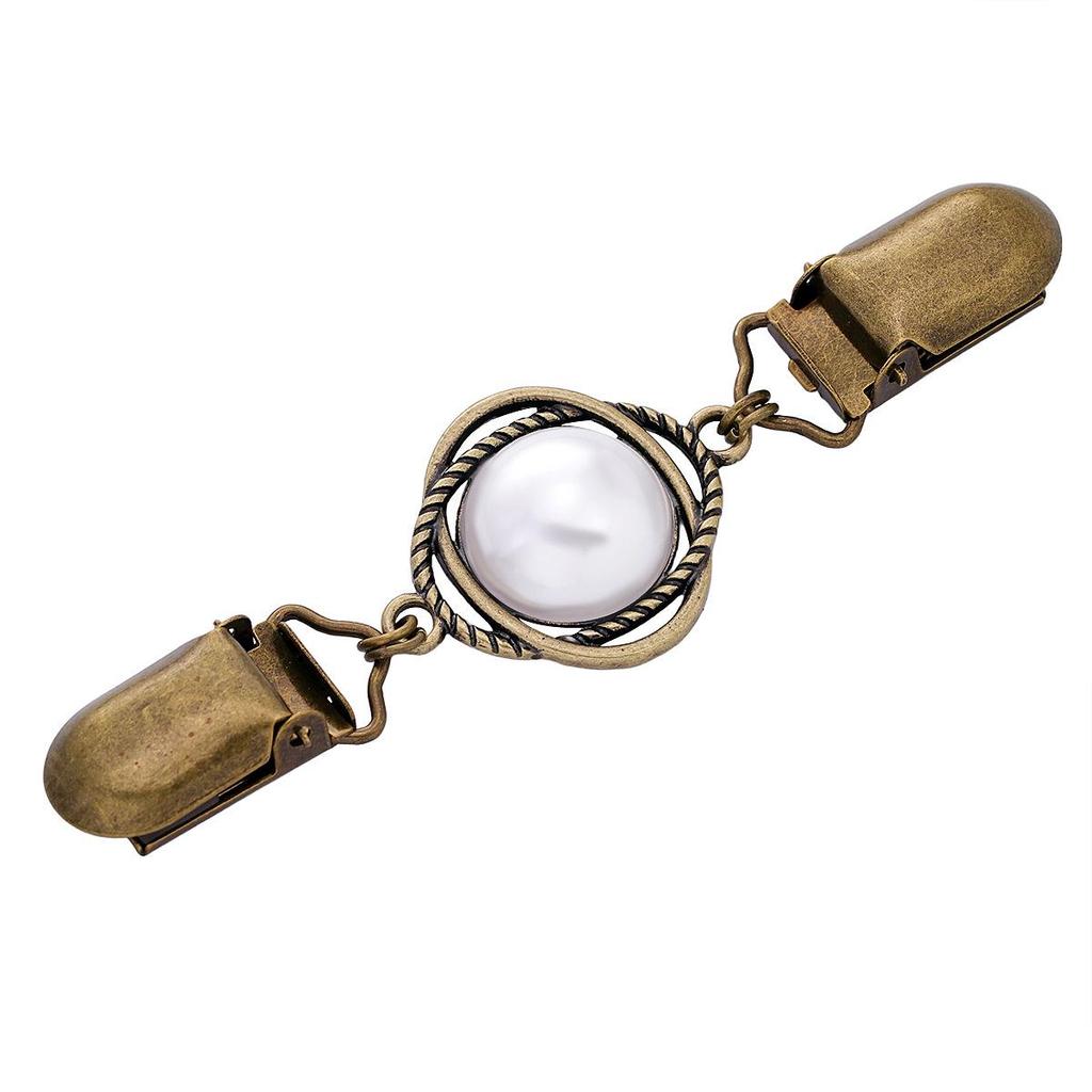 Retro Pearl Sweater Clip Brooch - Adjustable Shawl & Cardigan Scarf Clip for Skirt Waist Tightening