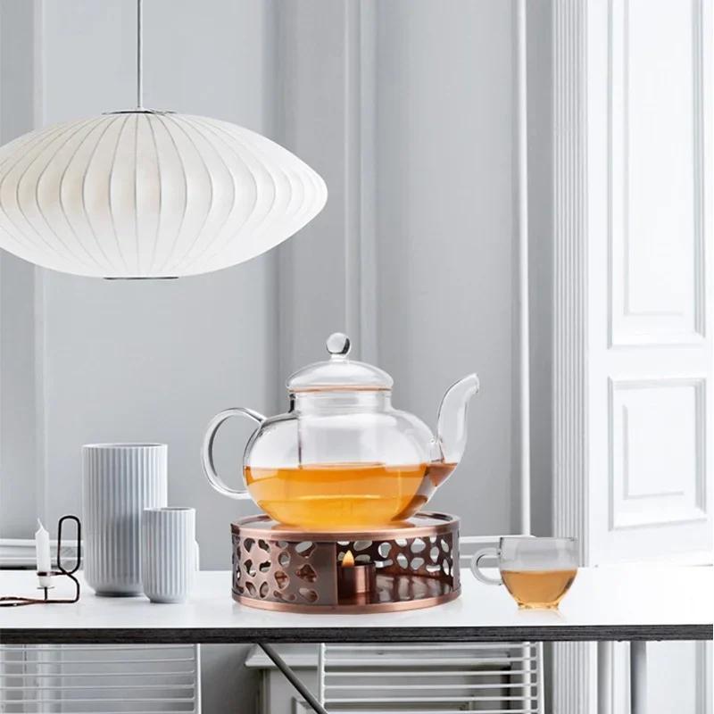 Stainless Steel Heating Base Teapot Stand Hollow Design Candle Warmer Tea Ceremony Accessories Home Thermal Insulation Tools