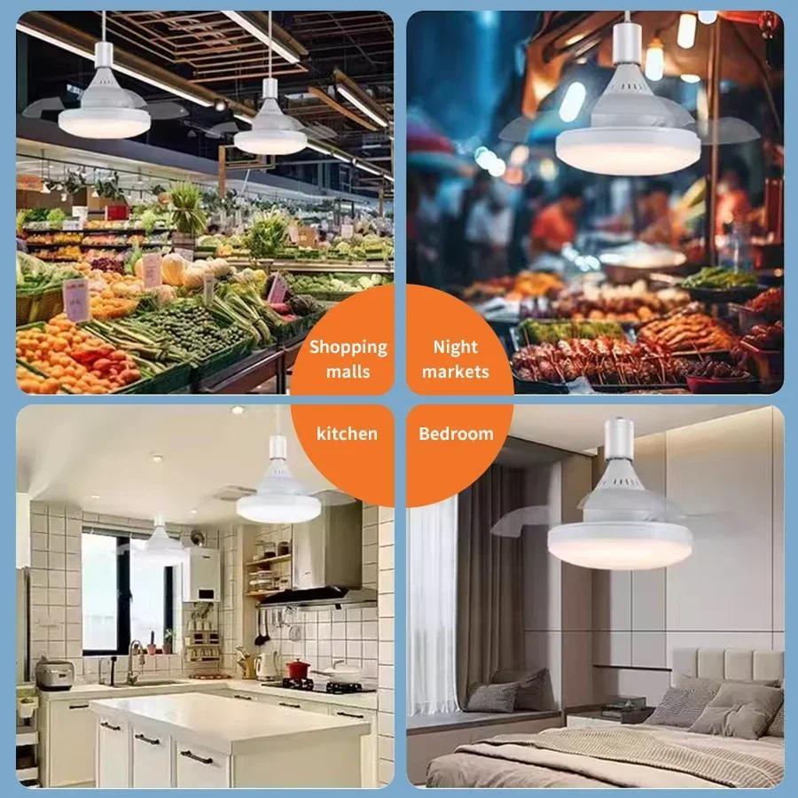 Multifunctional E27 Ceiling Fan Lamp Living Room Wind Speed Adjustable Smart Lighting Fixtures Invisible Fan Blade Fan Light